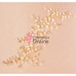 Accesoriu elegant pentru decor par AP014BB Argintiu pentru mirese cu Perle Albe + 4 Agrafe 